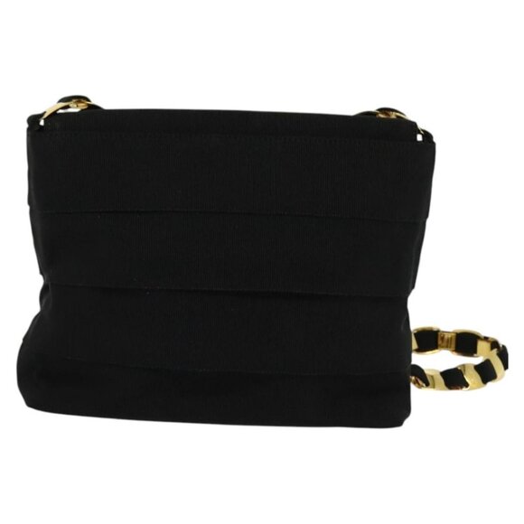 Salvatore Ferragamo Chain Vala Shoulder Bag Canvas Black Gold Auth - Picture 3 of 16